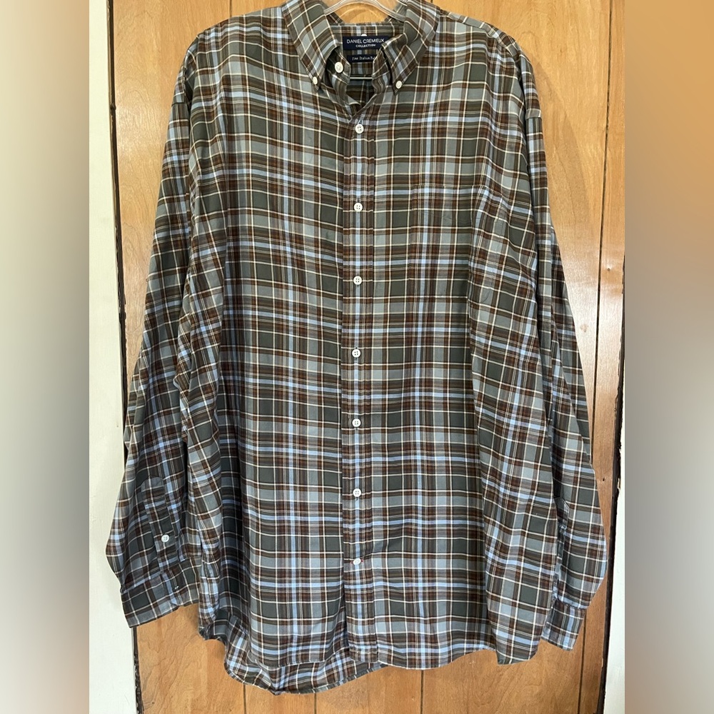 EUC Daniel Cremieux Collection Men's Brown Plaid Shirt XL